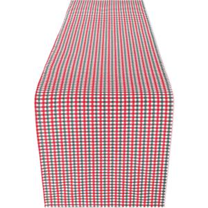 Folkulture Christmas Xmas Boho Table Runner 108 Inches Long  100% Cotton Rustic Farmhouse Table Runner | Red & Green Holly Plaid for Dining Table, Kitchen Island, or Holiday Dcor