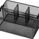 Mind Reader Utensil Holder, Silverware Organizer, Caddy, Cutlery Holder, Kitchen, Metal Mesh, 10"L x 7"W x 4.75"H, Black