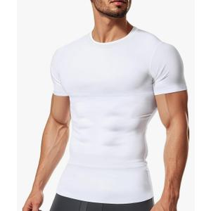 TAILONG Short Sleeve Compression Shirt Men Shapewear Slimming Undershirt Body Shaper Tank Top Workout Shirts, Size 2XL