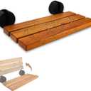 20 Inch Wall Mounted Shower Bench, Folding Teak Shower Seat, Solid Teak Wood Bath Seat, Non-Slip Spa Bench for Elderly & Handicap, Space-Saving Bathroom Accessories (New Black Matte)