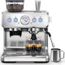 COWSAR Espresso Machine with Grinder, 2025 Upgraded Espresso Machine 15 Bar, Expresso Machine with Milk Frother Steam Wand, 75 Oz Removable Water Tank for Cappuccino, Latte, Stainless Steel