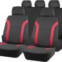 Zpana Car Seat Cover Full Sets, 9PCS Waterproof Vehicle Front and Rear Split Bench Covers with 3D Foam Back Support, Breathable Auto Seat Protective Accessories, Universal for SUV RV Truck (Red)