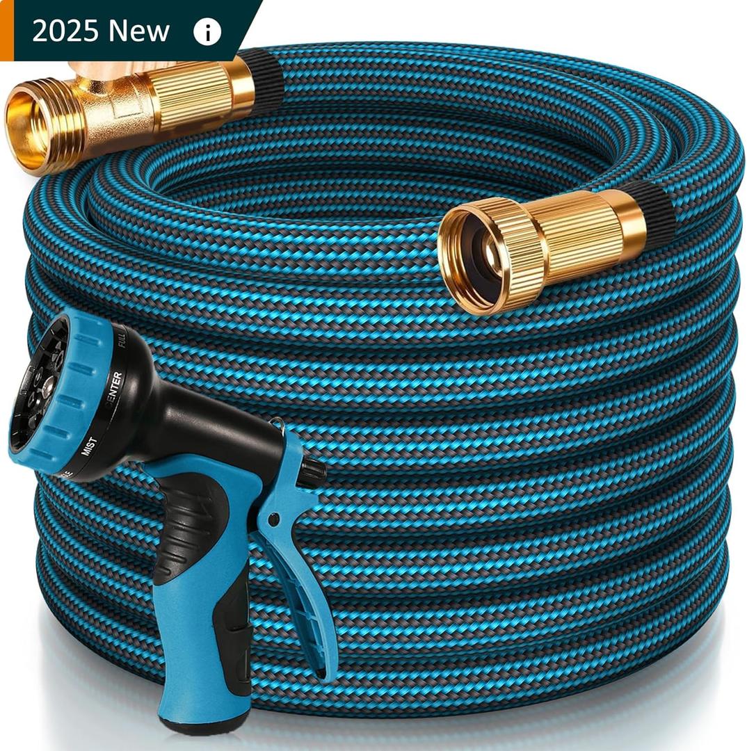 150 FT Garden Hose, 2025 New Flexible Water Hose 150FT with Leakproof Solid Brass Fittings, Reinforced Extra Strong Outer Fabric & Durable 3-layer Inner Core, Ultra Lightweight, No Kink, No Tangle