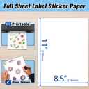 Koala 100 Sheets Sticker Paper for Regular Labels, Matte White, 8.5x11 Inch Printable Full Sheet Label Paper for Inkjet & Laser Printers