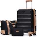 Eeeza Luggage Sets 3 Piece,Suitcases with Wheels,Carry On Luggage Set,ABS Hard Case Luggage with TSA Lock Spinner Wheels(3 Piece Sets,Black(20"/DB/TB)), Black