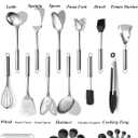 Berglander Kitchen Utensils Set 38 Pieces, Stainless Steel Cooking Utensils Set, Kitchen Gadgets Cookware, Kitchen Tool Set with Utensil Holder Rack And Hooks For Hanging Dishwasher Safe