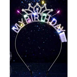 DRESBE Light Up Birthday Headband LED Rhinestone My Birthday Headbands Party Favors Hair Accessories for Women (Free Size, Silver)