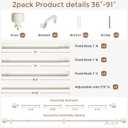 2 Pack Antique White Wood Curtain Rod, Decorative Heavy Duty Curtain Rods for Windows 48 to 84 Inch, Adjustable Rustic Farmhouse 1'' Metal Drapery Pole with Modern Faux Wood Grain Finials