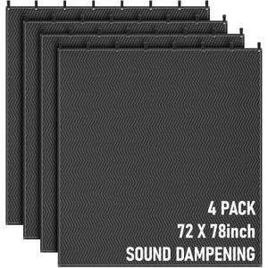 4 Pack Large Sound Dampening Blanket with Light Blocking,78 x 72 in | Studio Acoustic Blanket, Wall Mounted, Soundproof Moving Curtain, Noise Reduction, Absorbing Blanket,Heavy Duty