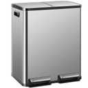 DUMOS Kitchen Trash Can, 2x8-Gallon Dual Trash Can with Lid, Stainless Steel Garbage Bin with 2 Removable Inner Buckets, Soft-Close Foot Pedal, Fingerprint-Resistant for Kitchen, Home, Office