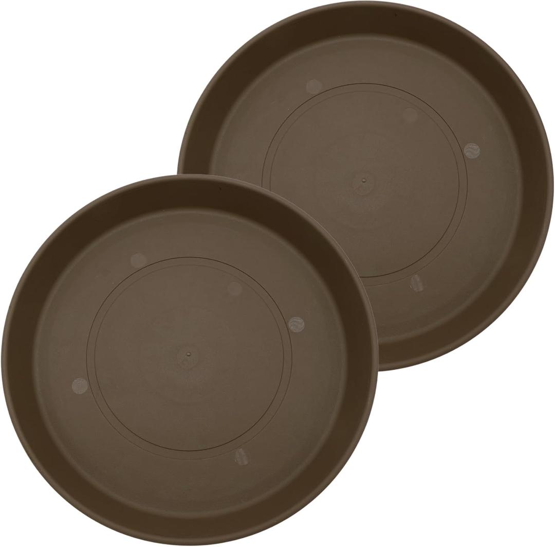 The HC Companies Round Prima Flower Pot Saucers - Plastic Plant Saucer for Outdoors & Indoors - Traditional Plant Pot Trays for Water Drainage -Durable Plant Tray (21-inch Chocolate, Pack of 2)