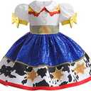 Lgandpg Jessie Costume for Girls Cowgirl Sequins Dress Up Halloween Outfit, 90 CM