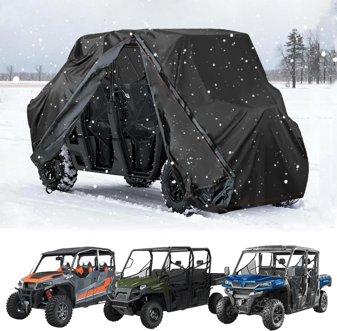 QYMOTO UTV Cover 46 Seater, Outdoor Windproof Waterproof Cover with Zipper Fit for Polaris Ranger Crew,General 4,RZR XP 4,CFMOTO Uforce 1000 XL U10,Zforce 950 4, Talon Pioneer 10006,Kawasaki Teryx 4