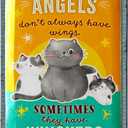 Vintage Tin Sign Cat Angels - Funny Metal Signs, Artwork, Cute Shabby Chic Decor for Cat Lovers, Home Wall Art, 12x8" (Angels have Whiskers)