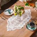 SUTAVIA White Lace Small Table Runner Exquisite Embroidery Floral Rectangular Elegant Dresser Scarf Shabby Chic Rustic Decoration for Home Kitchen Holiday Wedding Party Living Room (White, 13"x27")