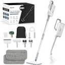 Steam Mop for Floor Cleaning, Steam Cleaner for Home with Handheld 6-in-1 Multi-function Attachments for Hardwood Floors, Clothes, Windows, Tiles Grout, Furniture Cleaning (White-Gray)