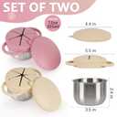 2 Pack 304 Stainless Steel Snack Cups for Toddlers, Toddler Snack Containers with Spill-Proof Silicone Travel Lid & Handle, Dishwasher Safe, Removable Snack Cup for Baby, Toddler, Kids