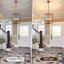 4 Light Chandelier,Farmhouse Ceiling Light Wood Grain Lantern Light Fixtures with Metal Cage Adjustable Height Rustic Hanging Light E12 Base for Kitchen Island, Dining Room, Living Room,Entryway
