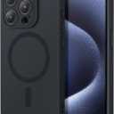 ESR for iPhone 15 Pro Case with MagSafe, Supports Magnetic Charging, Slim Liquid Silicone Case, Shock Absorbing, Screen and Camera Protection, Cloud Series, Black