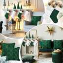 Set of 10 Christmas Velvet Trees Plush Stockings and Faux Fur Pillow Cover Set Mini Cone Tree Ornaments Tabletop Centerpiece with Storage Bag for Party Xmas Home Decoration(Dark Green,White)