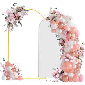 Bazen Wedding Arch Backdrop Stand 7.2FT, 6.6FT Set of 2 Metal Arch Backdrop Stand with White Arch Cover for Birthday Party Wedding Ceremony Bridal Baby Shower Banquet Party Event Decor