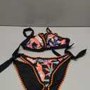 Bikini Sets for Women Floral Two Piece Bathing Suit V Neck Shell Stitched Swimsuit Tie Side Triangle Swimwear (Small, Pink Leaf Print)