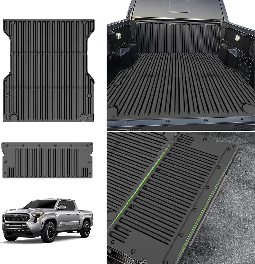 All Weather Truck Bed Mat Compatible with 2024 Toyota Tacoma 5FT - Custom Fit TPE Heavy Duty Bed Liner Tailgate Mat for 2024 Tacoma Truck Accessories (Bed Mat+Tailgate Mat) (2024 tacoma Bed Mat+Tailgate Mat (5FT))