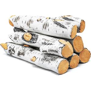 Gas Fireplace Logs, Birch Logs 7pcs Fake Fireplace Insert, Faux Ceramic White Birch Wood Firepit Firebowl Indoor or Outdoor Decor Gas Fireplace Logs, Birch Logs 7pcs Fake Fireplace Insert, Faux Ceramic White Birch Wood Firepit Firebowl Indoor or Outdoor Decor
