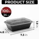 100 Pack (200-Piece) 24 oz Meal Prep Containers Reusable Food Storage Containers with Lids, Sturdy Leakproof To Go Plastic Takeout Containers for Microwave, Freezer, Dishwasher Safe