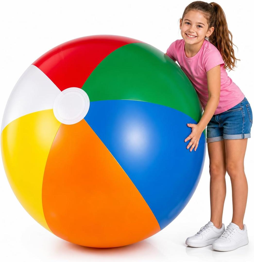 24-inch Giant Beach Ball - (pack Of 3) Big Inflatable Beach Balls For Pool Toys, Blow Up large inflatable ball Toys For Kids Pool Parties, Themed Birthdays, Beach Events, Summer Party Decorations