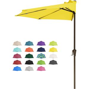 JEAREY 9ft Half Umbrella Outdoor Patio Umbrella Market Umbrellas with Crank, 1/2 Round Wall Umbrella 5 Sturdy Ribs UV Protection for Pool Garden Balcony Deck, Yellow