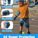 Kids Protective Gear Set, Knee and Elbow Pads with Wrist Guards for Ages 3-8 Year Toddler, 3 in 1 Enhanced Material Protective for Skating Cycling Bike Roller Scooter, Includes Organizer Bag, Blue