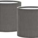 LAMPWELL KETTE Clip-on Pleated Fabric Lamp Shades for for Table Chandelier Wall Lamp,Set of 2,Small Drum,5.4"5.4"H5.2",TC fabric,Handmade,Modern Trendy Decorative,ONLY FOR CANDLE BULB,Slate