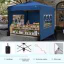 10X10 Pop Up Canopy Tent with 3 Sidewalls,Easy Up Canopy,Heavy Duty One Person Set Up Event Tent,Blue,Commercial Instant Shelter