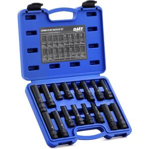 Orion Motor Tech 16pc Locking Lug Nut Master Key Set, SAE & Metric Wheel Lock Removal Kit for Removing Locking Spline Star Hex and Fluted Hex Lug Nuts, Lug Nut Remover Set for Mechanics and More