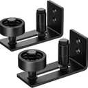2 Pack Barn Door Floor Guide, Sliding Barn Door Bottom Guide, Adjustable Floor Guide Roller, Flush Bottom, Quiet, Black, Steel Frame, Easy to Install