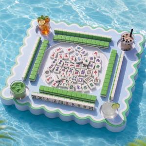 Floating Mahjong Table for Poo with 4 Cup Holders, 19 x 19 Inch