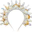 JeVenis Mermaid Crown Headband Seashell Crown Siren Costume Women Headpiece for Mermaid Sirens Goddess Cosplay Renaissance (Silver)