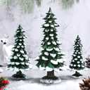 Shellwei 3 Pcs Resin Christmas Tree Table Decorations Winter Snow Christmas Tree Resin Figurine Xmas Snowy Pine Tabletop Centerpiece Decor for Xmas Holiday Party Supplies Indoor Home Mantle Decoration