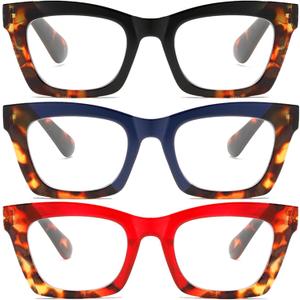 Oprah Style Readers for Women - Stylis Style Reading Glasses with Blue Light Blocking and Spring Hinge (Two -Color Stitching), +3.50