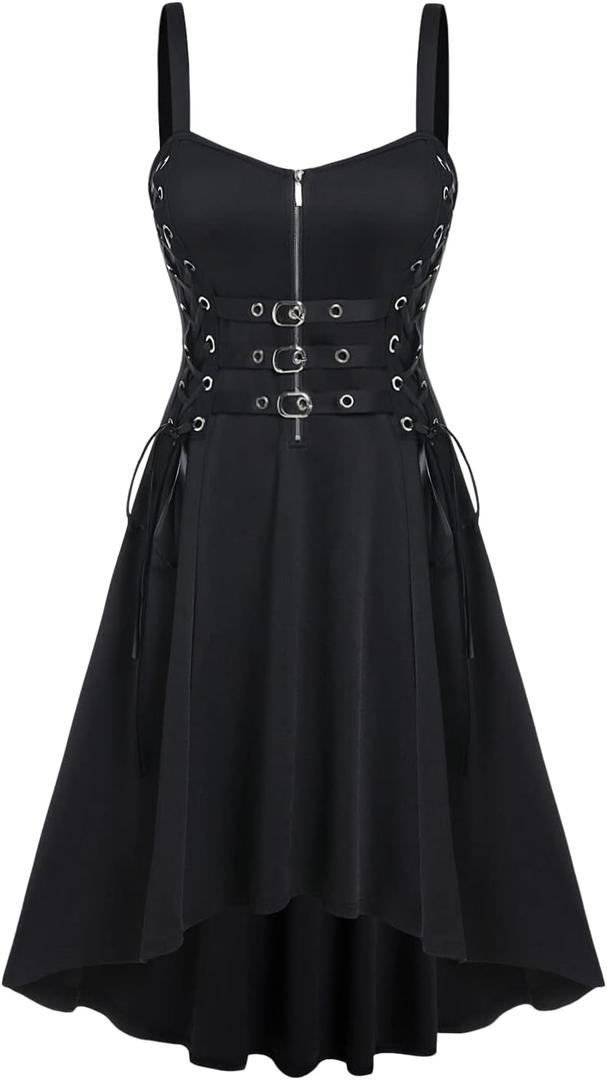 ROSE GAL Womens Plus Size Dresses Sleeveless Wrap Gothic Vintage 50S Spaghtti Strap Party Maxi Dress (1X, Black_3)