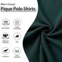 Men's Pique Polo Shirts Long Sleeve Cotton Blend Tipped Casual Collared Polo Shirts Business Classic Fit (Black, XL)