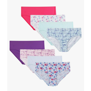 Hanes girls Organic Underwear, Brief & Hipster, Toddler & Girl Sizes, Pure Comfort Organic 100% Cotton Panties, 8-pack Size 10
