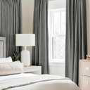 MIULEE Linen Texture 90 Inches Curtains for Bedroom 100% Blackout Thermal Insulated Dark Grey Curtains Grommet Room Darkening Luxury Decor for Living Room Nursery 52x90 Inch (2 Panels)