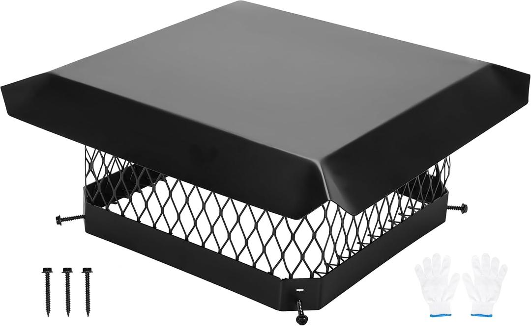 Galvanized Steel Chimney Cap - 13x13 Inch Chimney Cover | Heavy Duty One-Piece Flue Cover with Mesh Storm-Proof Animal Guard | Mesh Chimney Caps for Outside Existing Clay Flue Tile