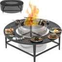 Fire Pit Surround Tabletop for Solo Stove Yukon & Bonfire, Outdoor Smokeless Fire Pit Table for Wood Burning Fire Pits, Powder-Coated Steel Stove Table Surround for Solo Stove