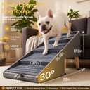 17.3"H Dog Ramps & Stairs, Foldable 2-in-1 Wooden Pet Stairs & Steps & Ottoman, Solid Wood Anti-Slip & Premium Leather Material Pet Ramp, Split Ottoman Design, Pet Steps for Puppy Senior Injured Dogs
