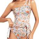 One Piece Swim Dress for Women - One Shoulder Tummy Control Swimsuit with Skirt 2025 Skirted Bathing Suit Swimdress (M)