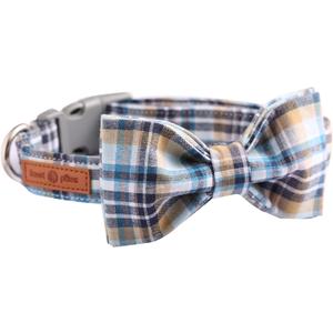Lionet Paws Dog and Cat Collar with Bowtie Grid Collar Plastic Buckle Light Adjustable Collars for Small Medium Large Dogs (Large (Pack of 1))
