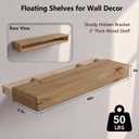 WOPITUES 48" Long Floating Shelves, 3" Thick Rustic Wall Shelves Set of 2